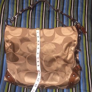 Large Coach Purse Gold Brown EUC
